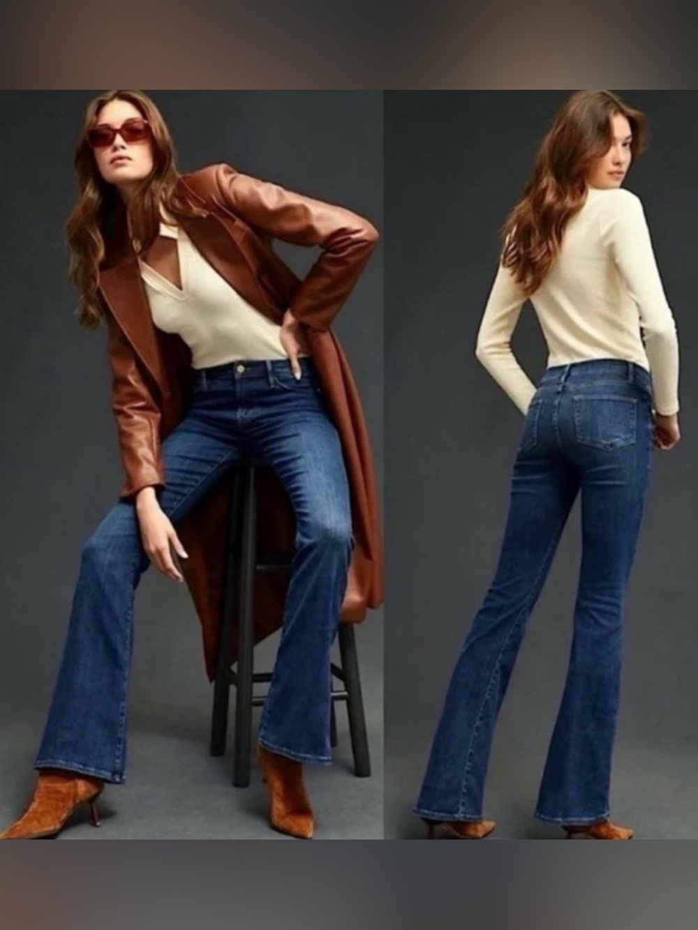 FRAME Le High Flare Jeans Dublin Dark Wash High Rise 32